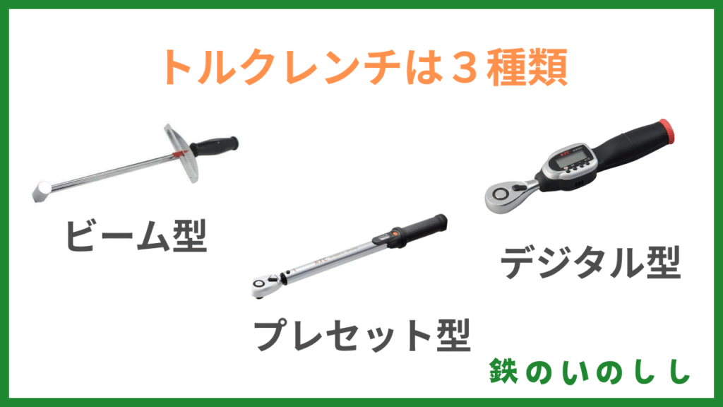 トルクレンチは3種類